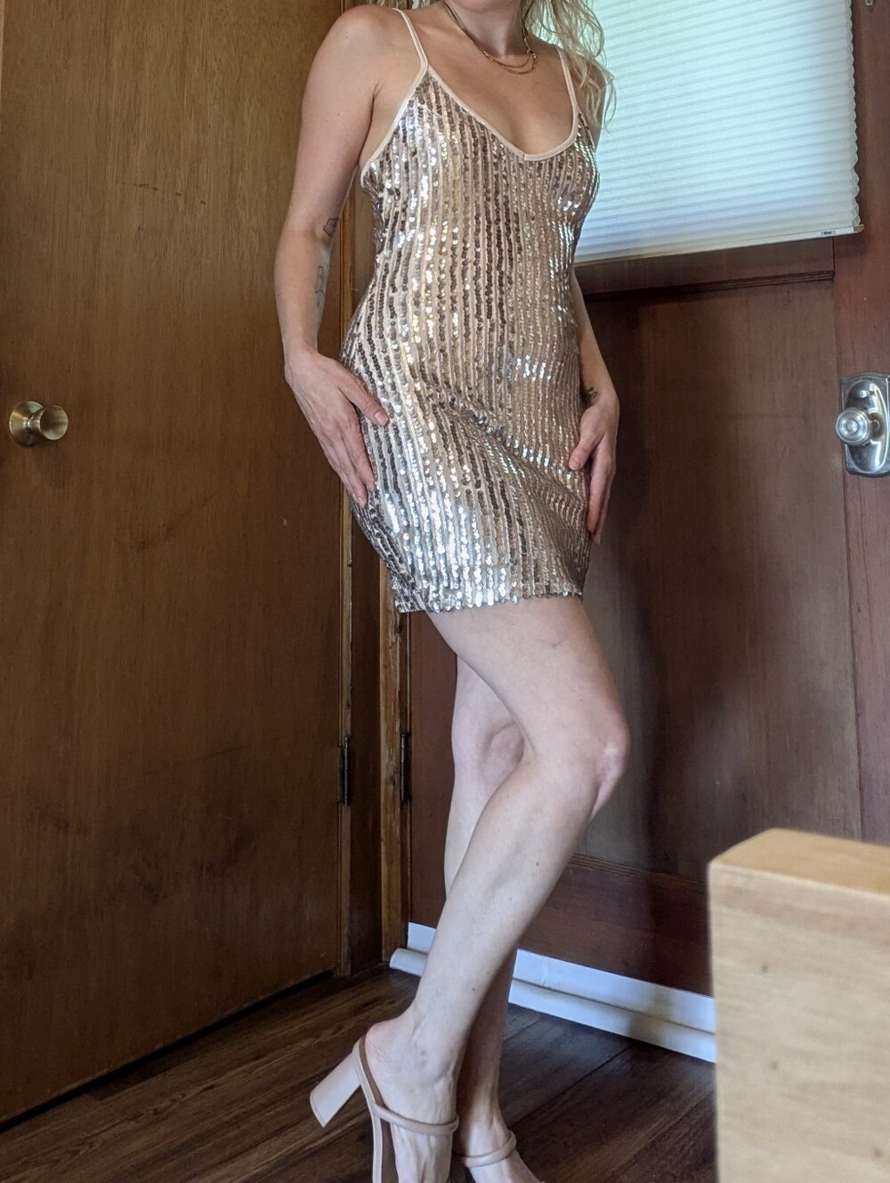 Silver Sequin Mini Dress